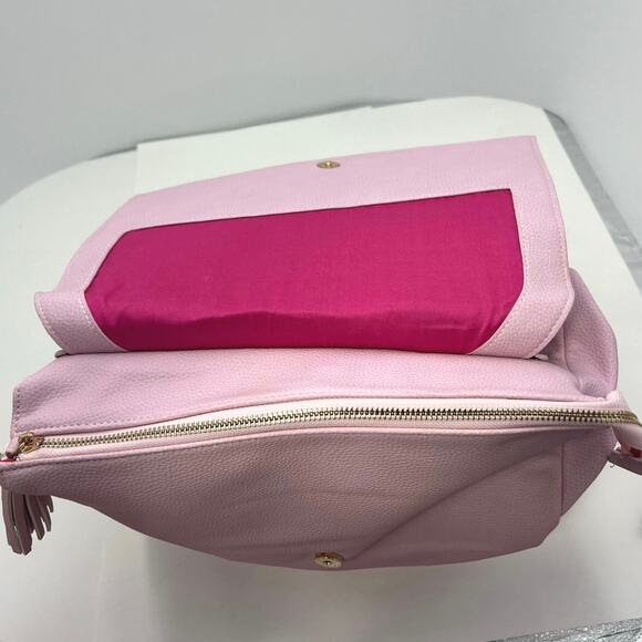 Tigerlily Creations Womens Pink Large Faux Leather Backpack Diaper Bag NEW - Picture 7 of 16